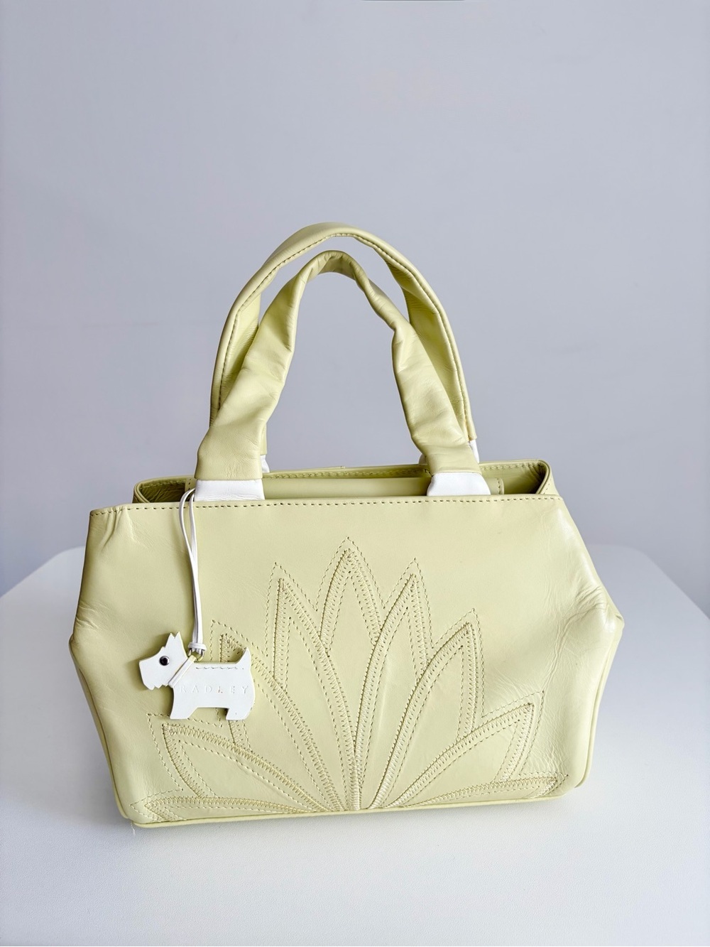 Radley London - Pistachio Leather Mini Grab Bag Purse - Floral Appliqué - Picture 1 of 8